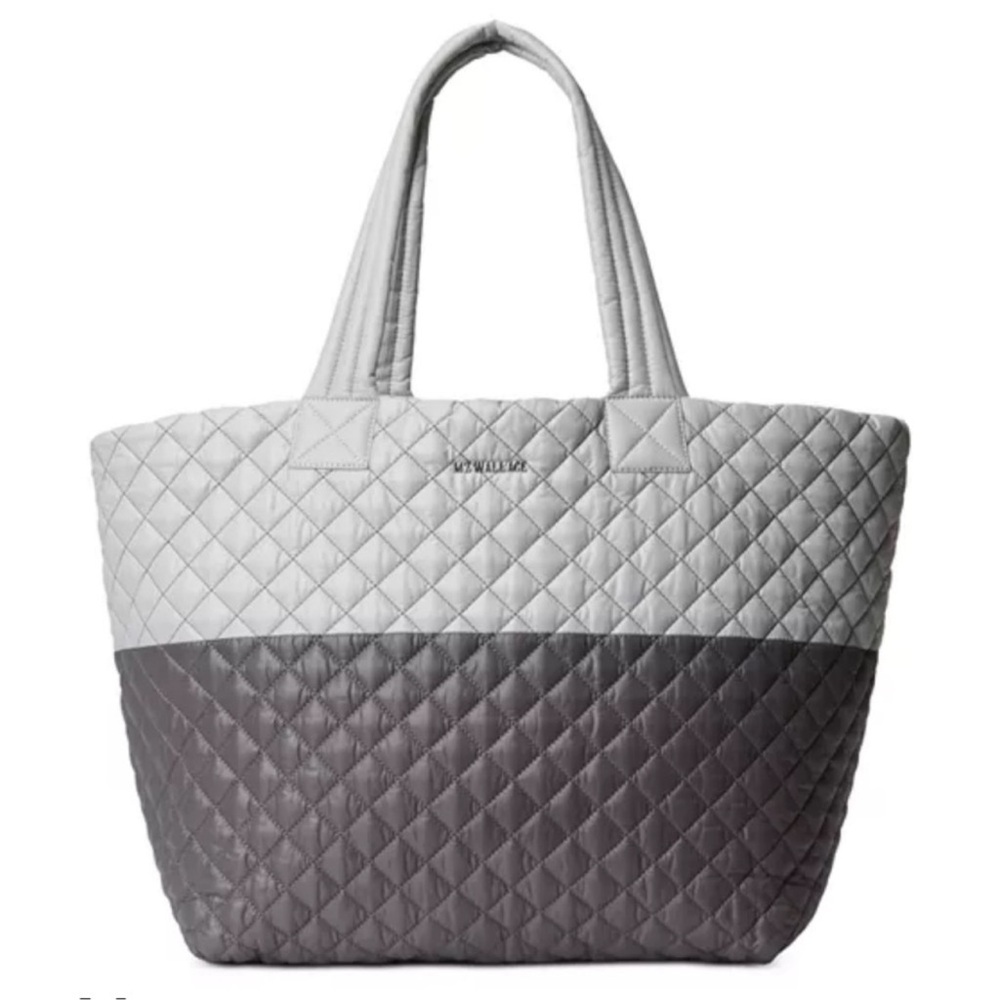 MZ WALLACE TWO TONE GRAY QUILTED TOTE BAG